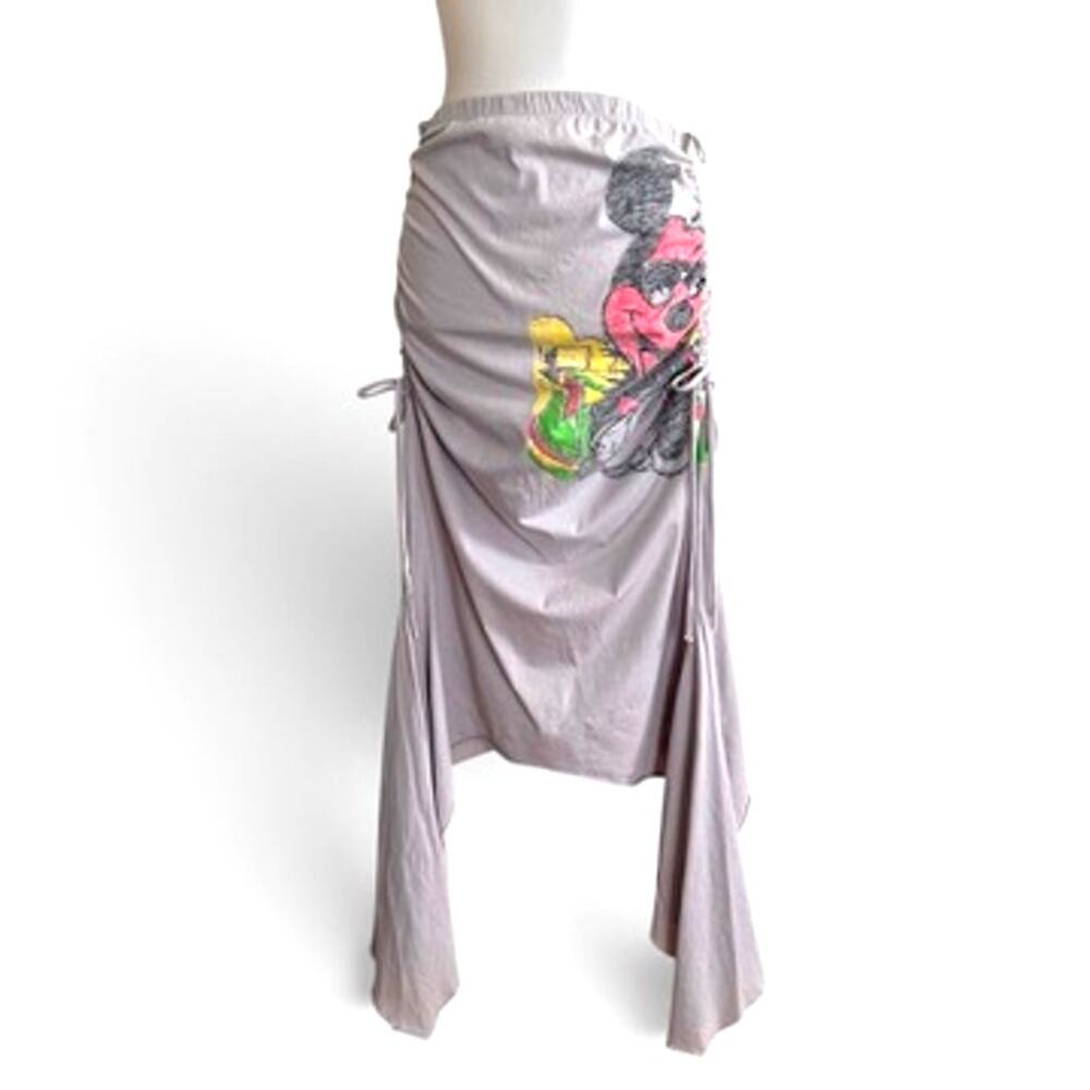 OOAK Vintage Graphic Tee Skirt, Adjustable sides, asymmetric hem - RARE